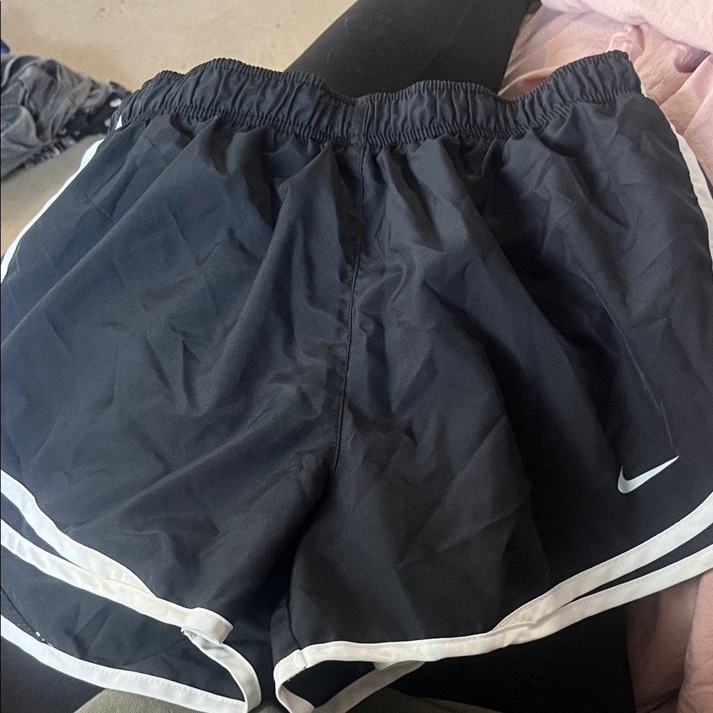 Nike Women's Black and White Athletic Shorts